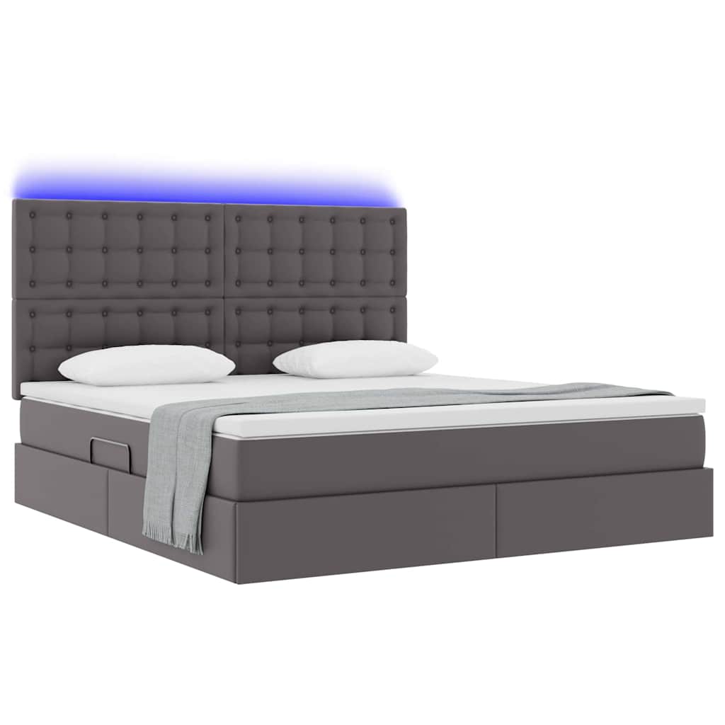 Κρεβάτι με αποθηκευτικό χώρο και LED με led Γκρι 160 x 200 cm - Pakobazaar