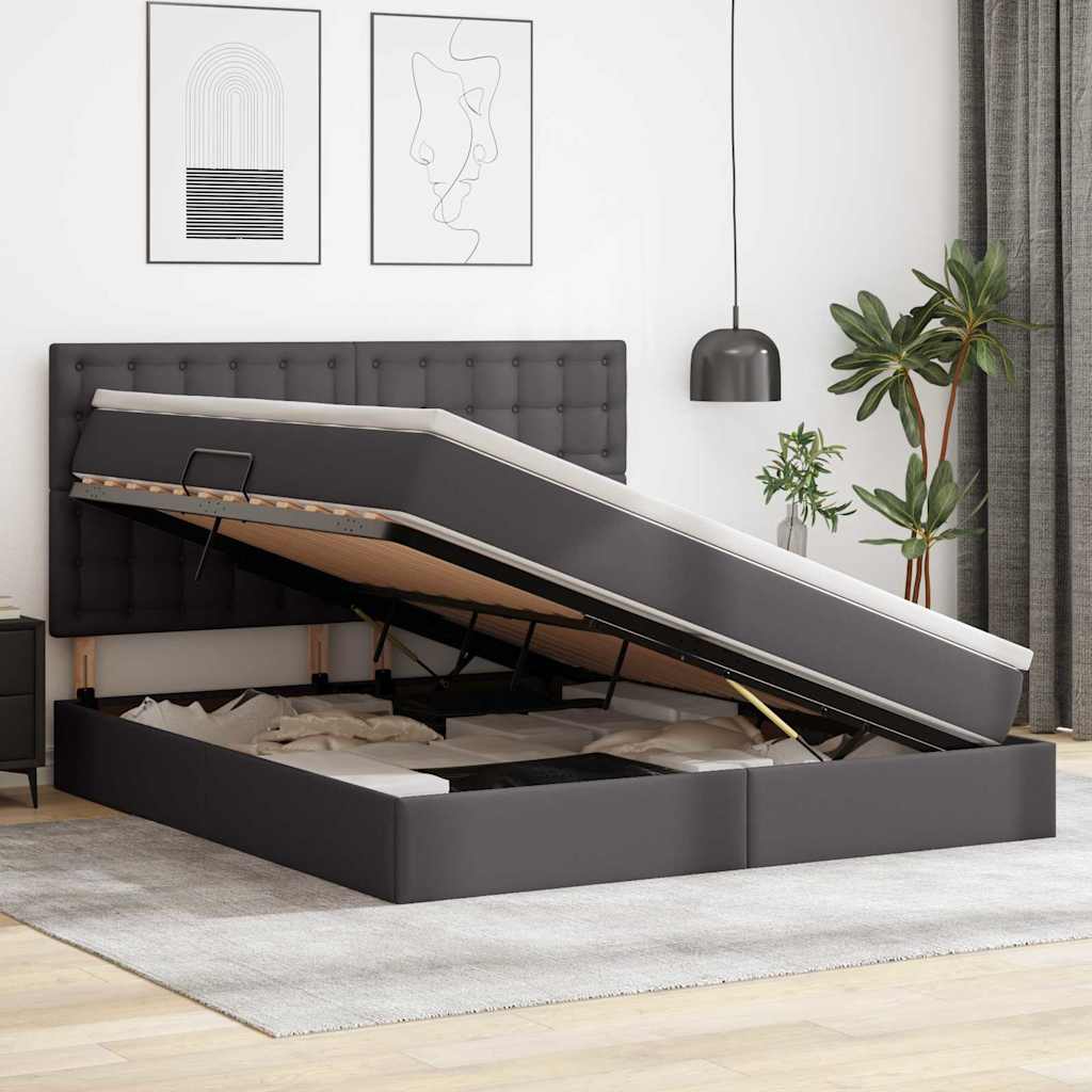Κρεβάτι με αποθηκευτικό χώρο και LED με led Γκρι 180 x 200 cm