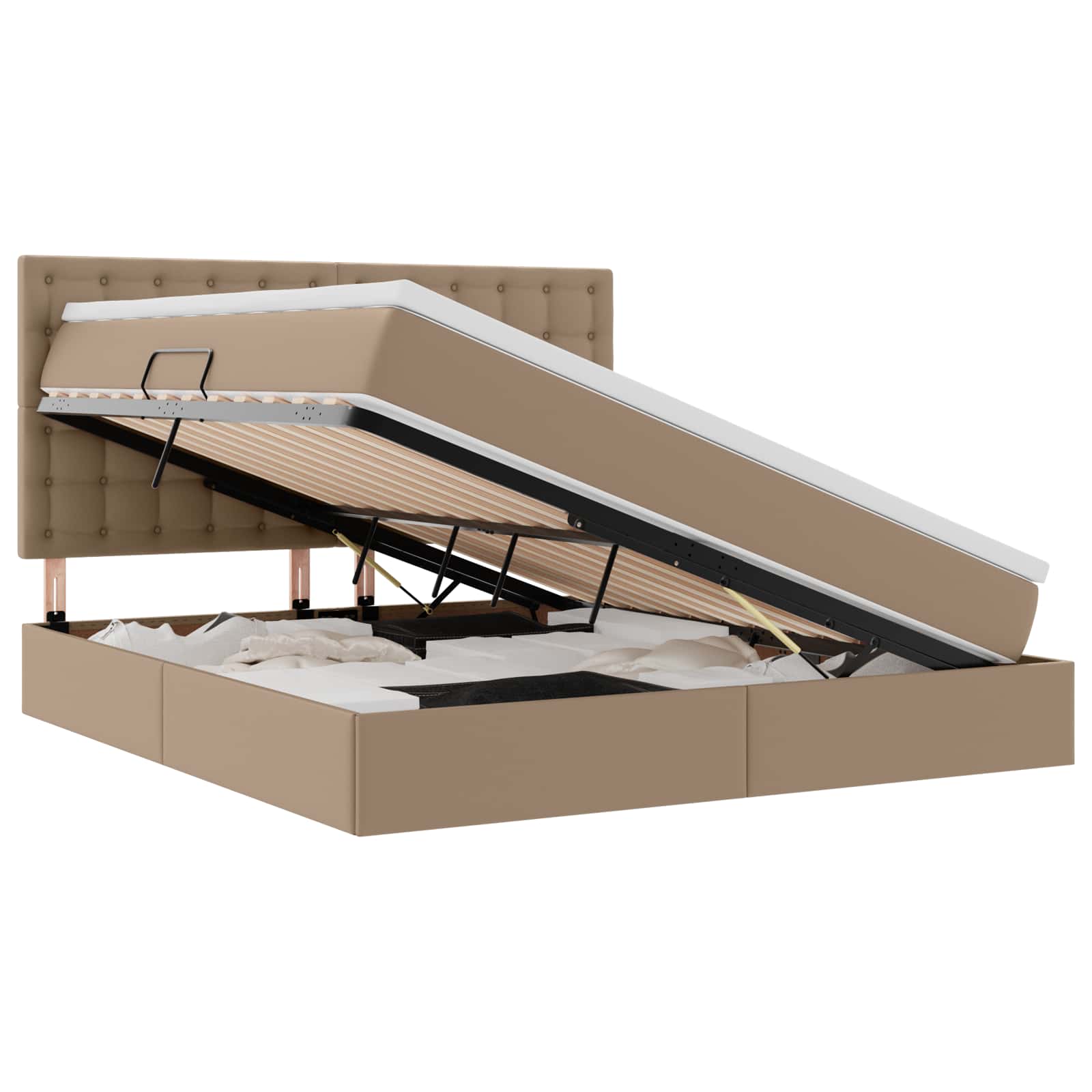 Κρεβάτι με αποθηκευτικό χώρο και LED Καπουτσίνο 180 x 200 cm - Pakobazaar