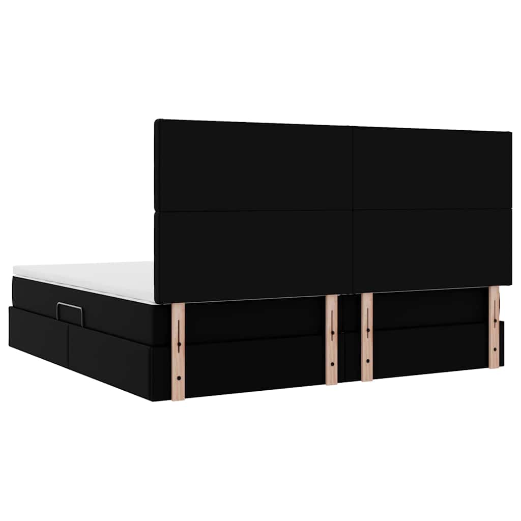 Κρεβάτι με αποθηκευτικό χώρο και LED με led Μαύρο 200 x 200 cm