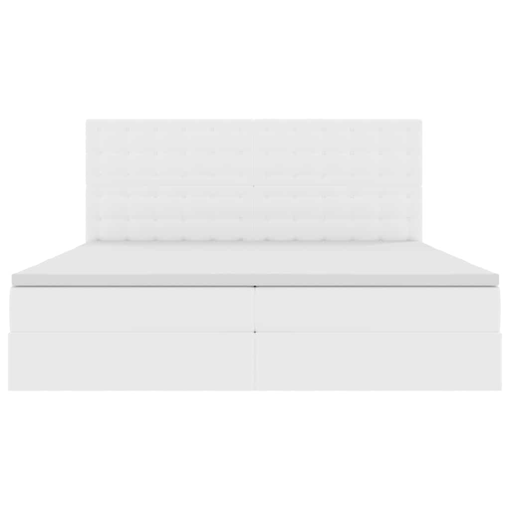 Κρεβάτι με αποθηκευτικό χώρο και LED Καθαρό Λευκό 200 x 200 cm - Pakobazaar