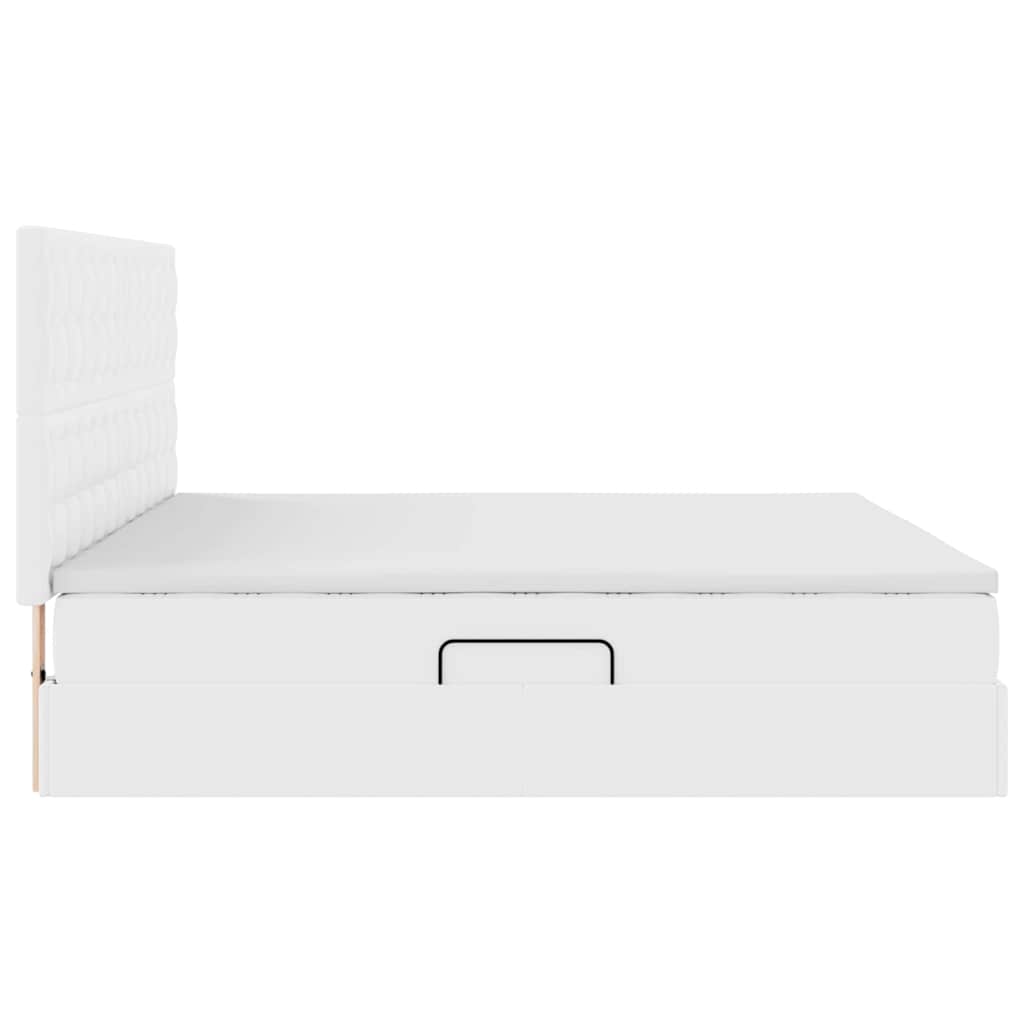 Κρεβάτι με αποθηκευτικό χώρο και LED Καθαρό Λευκό 200 x 200 cm - Pakobazaar