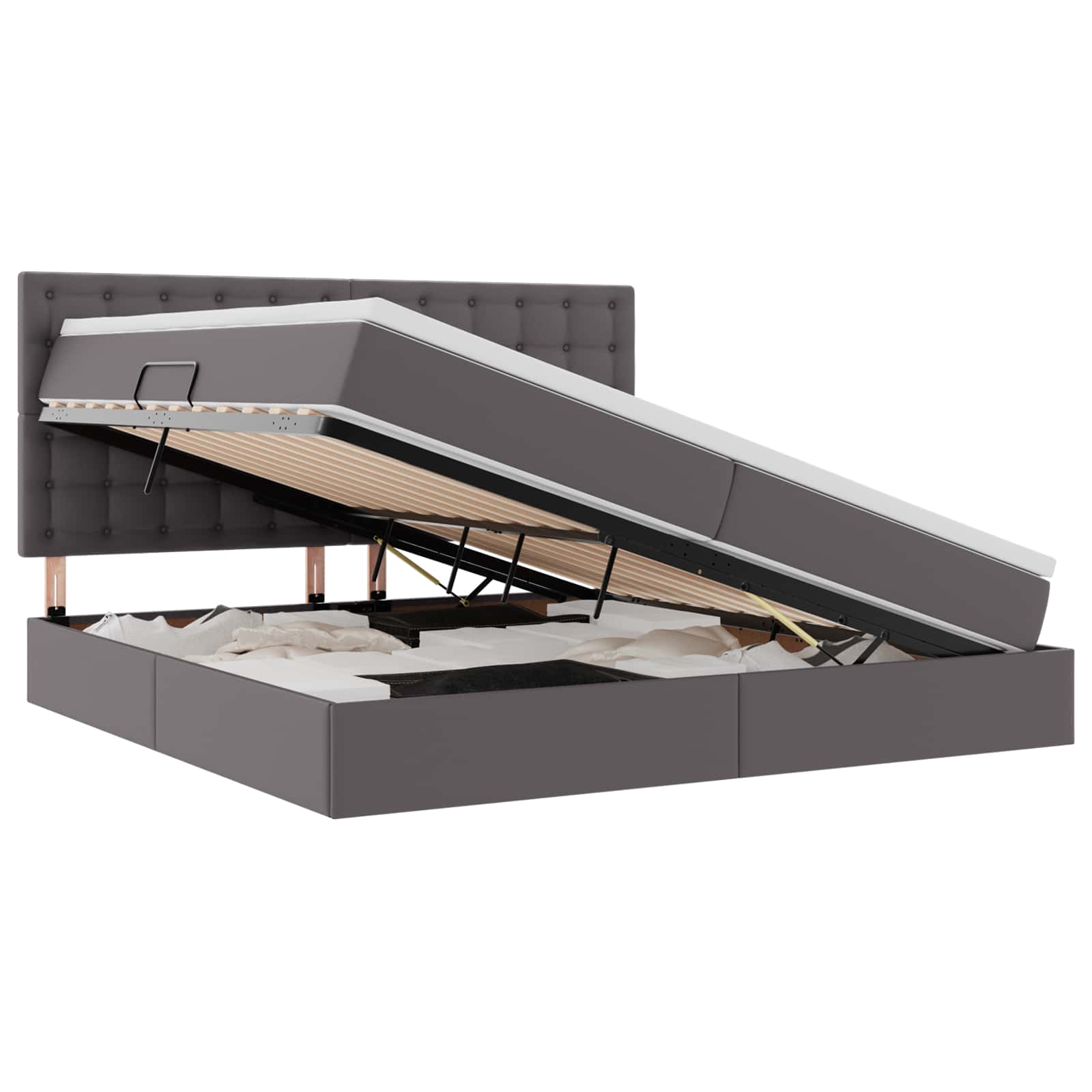 Κρεβάτι με αποθηκευτικό χώρο και LED με led Γκρι 200 x 200 cm - Pakobazaar