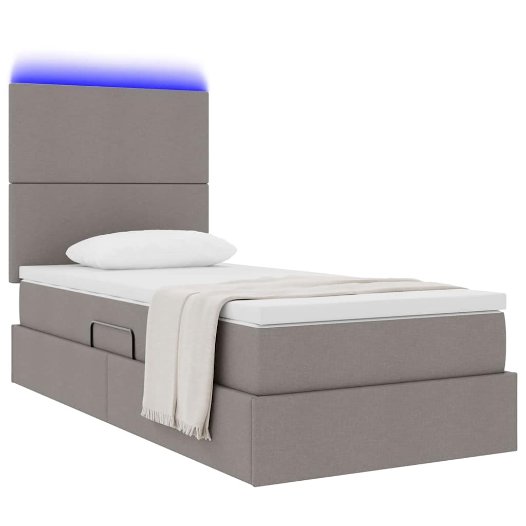Κρεβάτι με αποθηκευτικό χώρο και LED με led Taupe 100 x 200 cm - Pakobazaar