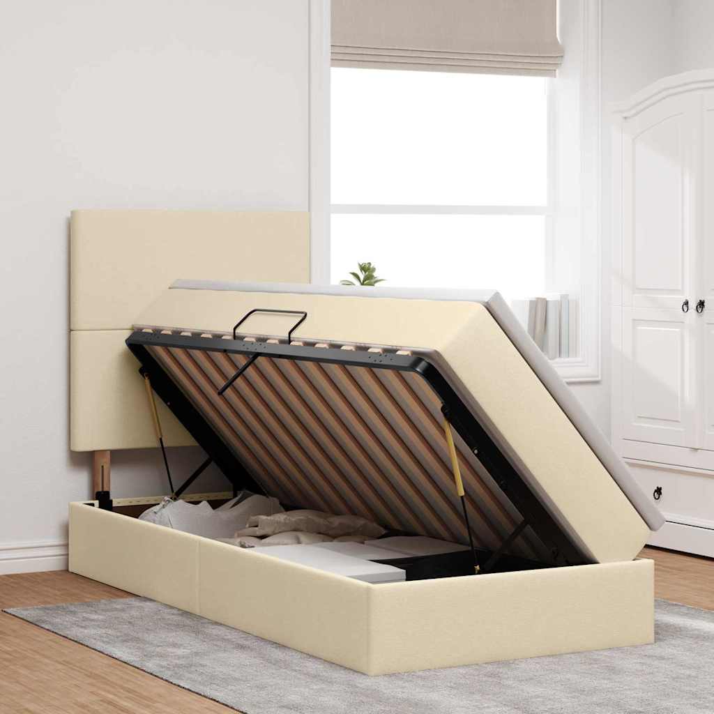 Κρεβάτι με αποθηκευτικό χώρο και LED με led Κρέμ 100 x 200 cm - Pakobazaar