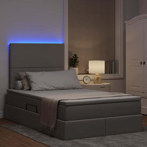 LED Κρεβάτι αποθήκευσης με στρώμα Taupe 120 x 190 cm Ύφασμα