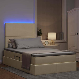 Κρεβάτι με αποθηκευτικό χώρο και LED με led Κρεμ 120 x 190 cm - Pakobazaar