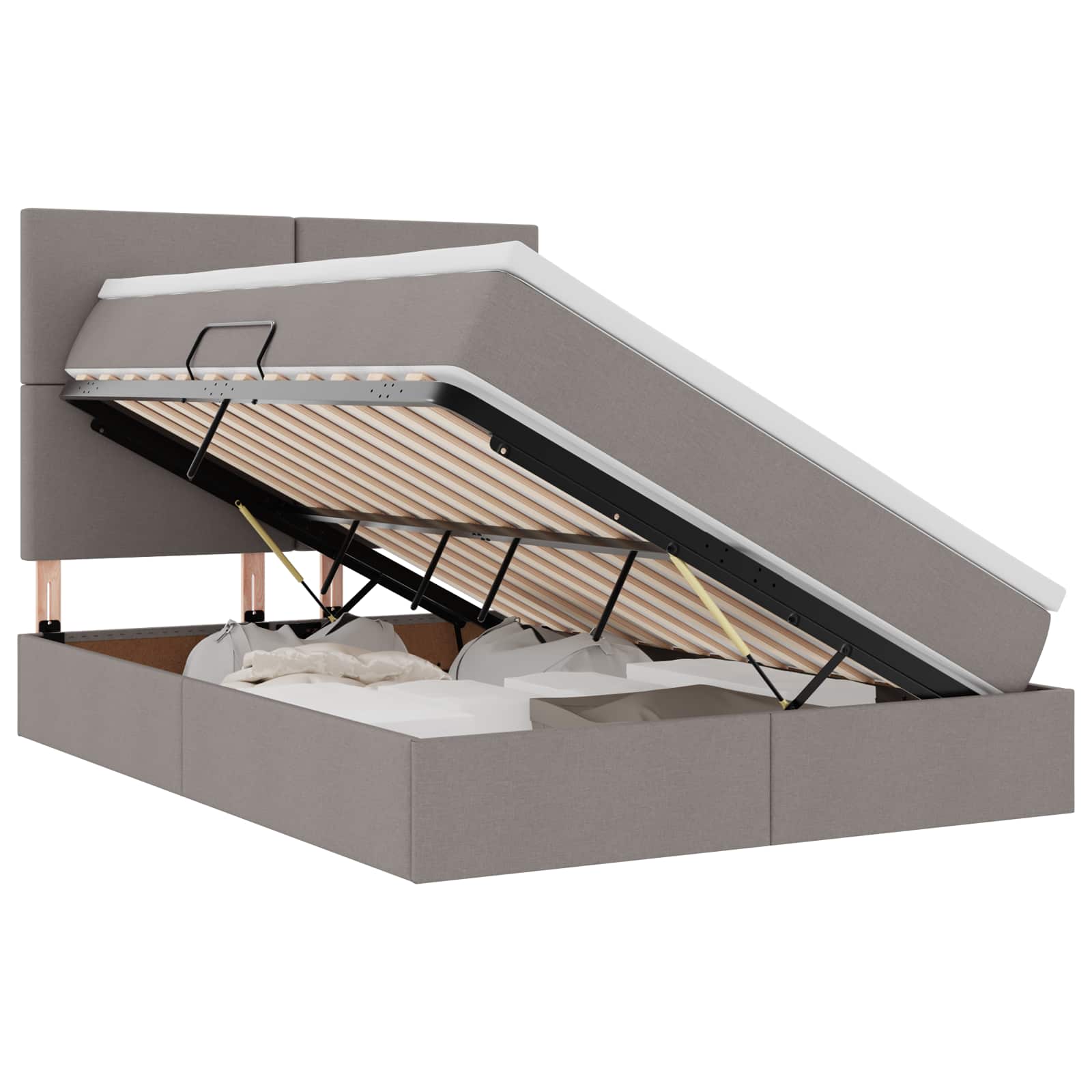 Κρεβάτι με αποθηκευτικό χώρο και LED με led Taupe 140 x 200 cm - Pakobazaar