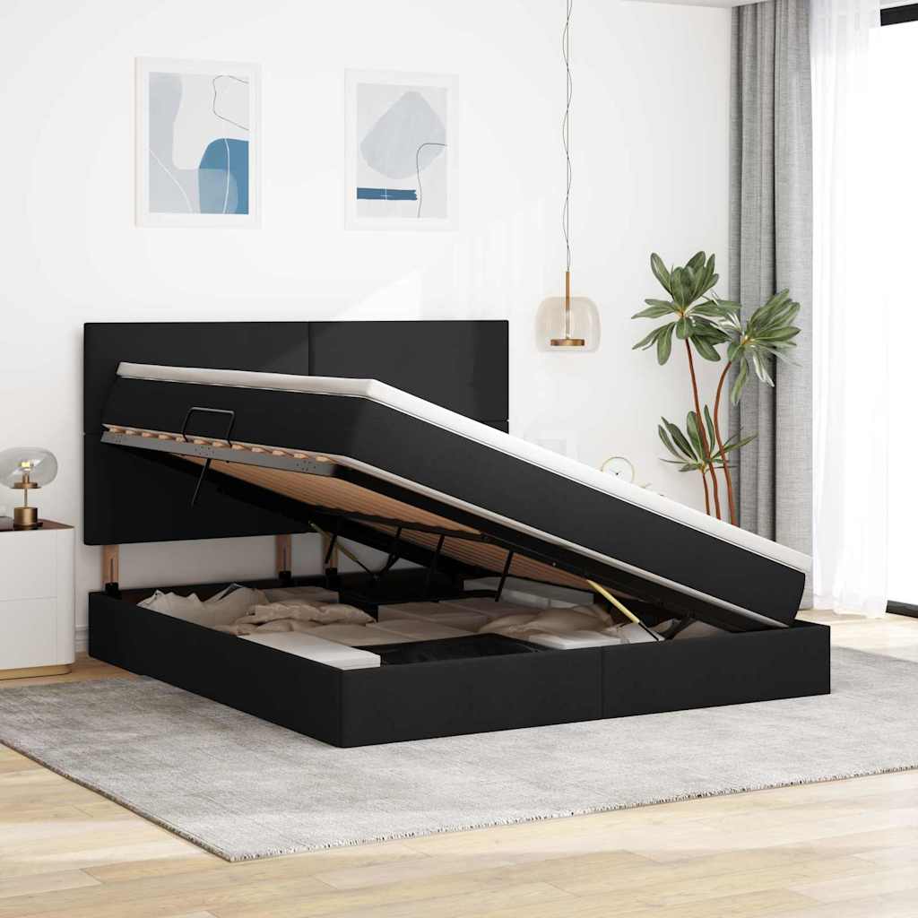 Κρεβάτι με αποθηκευτικό χώρο και LED με led Μαύρο 160 x 200 cm - Pakobazaar