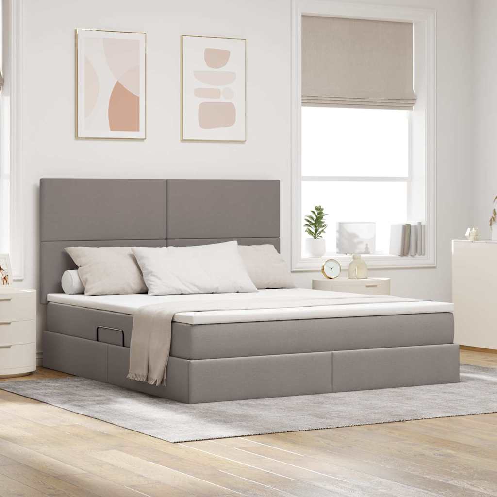 Κρεβάτι με αποθηκευτικό χώρο και LED με led Taupe 160 x 200 cm - Pakobazaar