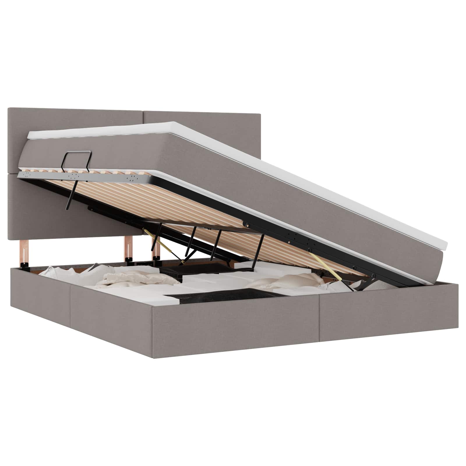 Κρεβάτι με αποθηκευτικό χώρο και LED με led Taupe 160 x 200 cm - Pakobazaar