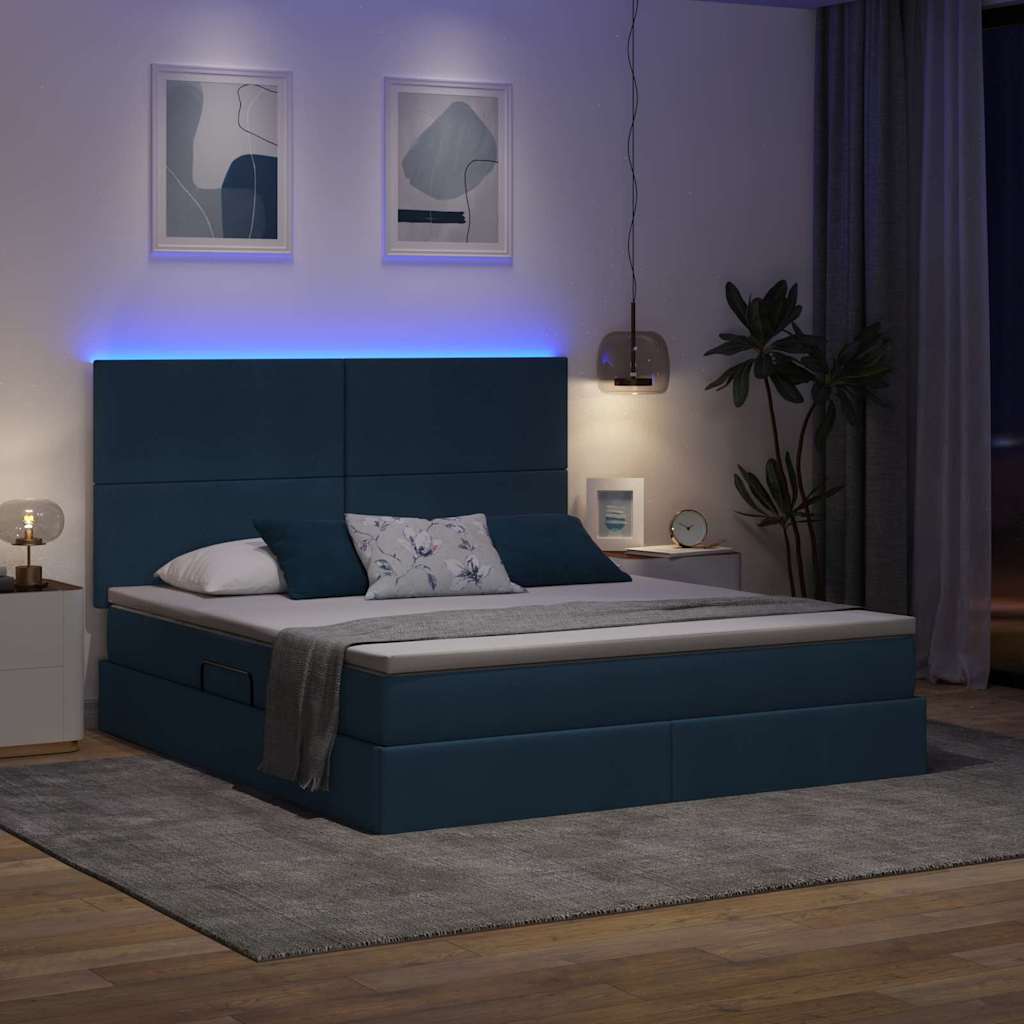 Κρεβάτι με αποθηκευτικό χώρο και LED με led Μπλε 160 x 200 cm - Pakobazaar