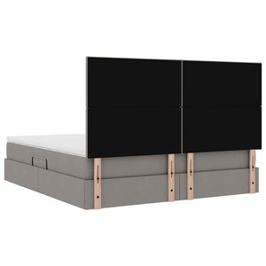 LED Κρεβάτι αποθήκευσης με στρώμα Taupe 180 x 200 cm Ύφασμα