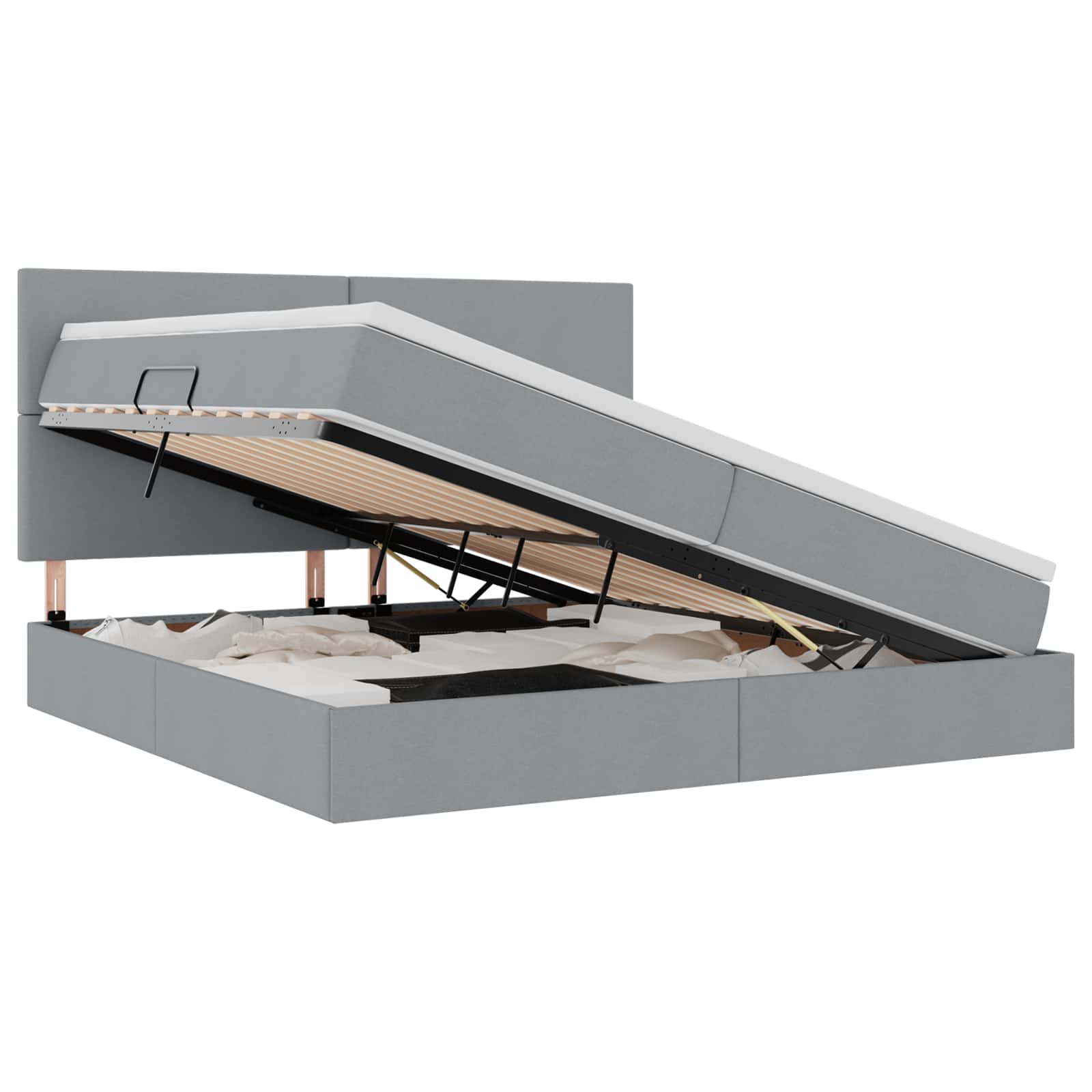 Κρεβάτι με αποθηκευτικό χώρο και LED Ανοιχτό γκρι 200 x 200 cm - Pakobazaar