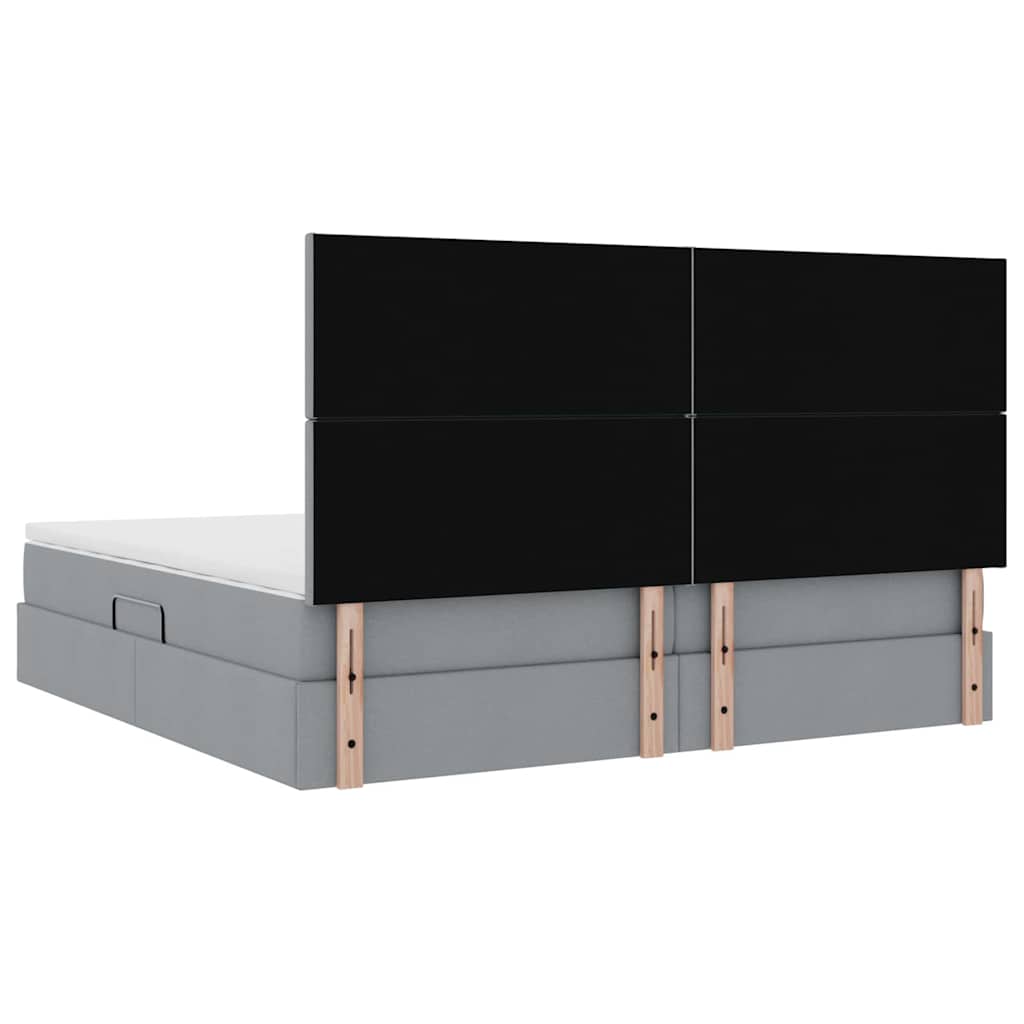Κρεβάτι με αποθηκευτικό χώρο και LED Ανοιχτό γκρι 200 x 200 cm - Pakobazaar