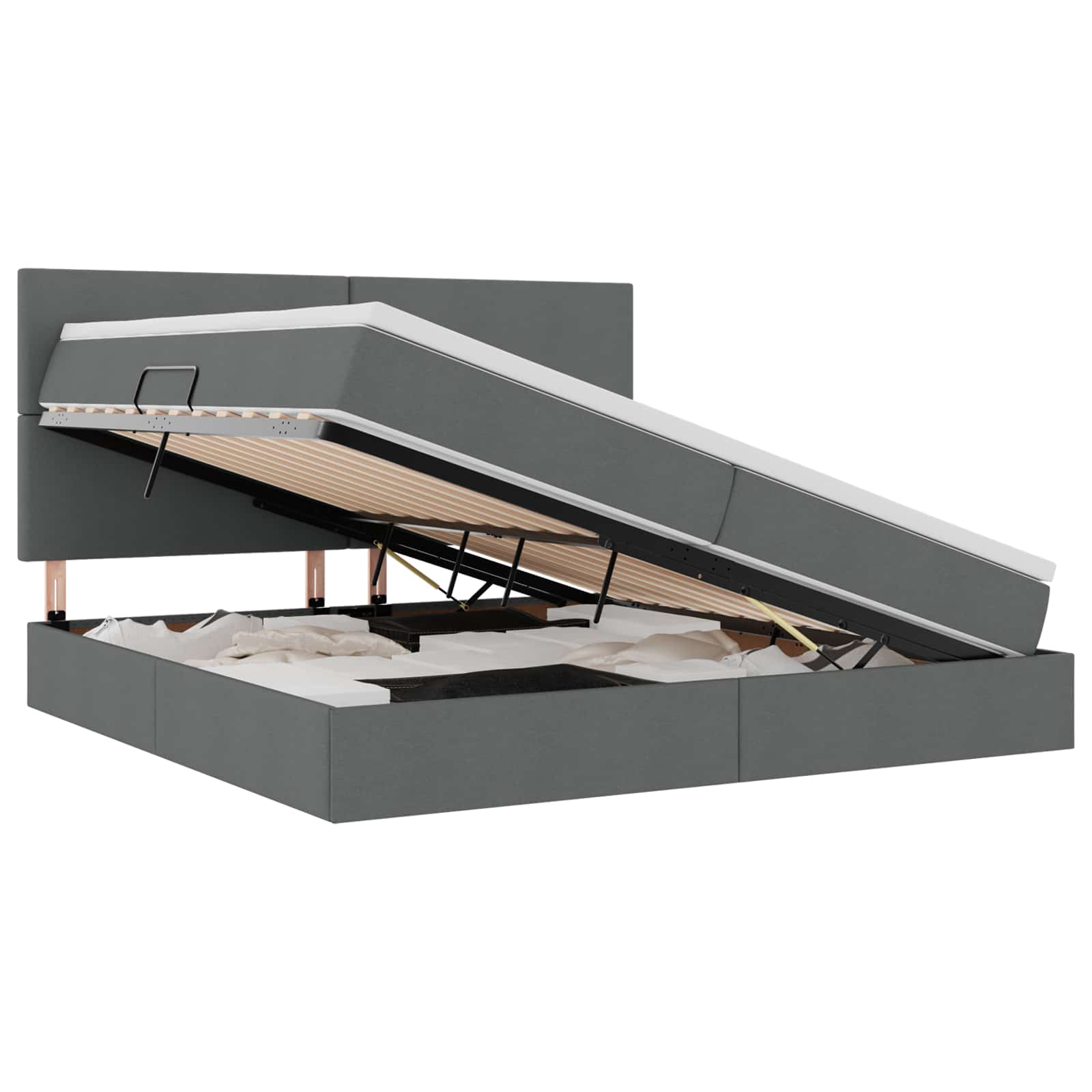 Κρεβάτι με αποθηκευτικό χώρο και LED Σκούρο Γκρι 200 x 200 cm - Pakobazaar
