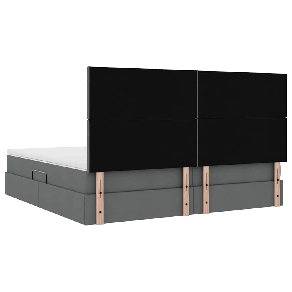 Κρεβάτι με αποθηκευτικό χώρο και LED Σκούρο Γκρι 200 x 200 cm - Pakobazaar