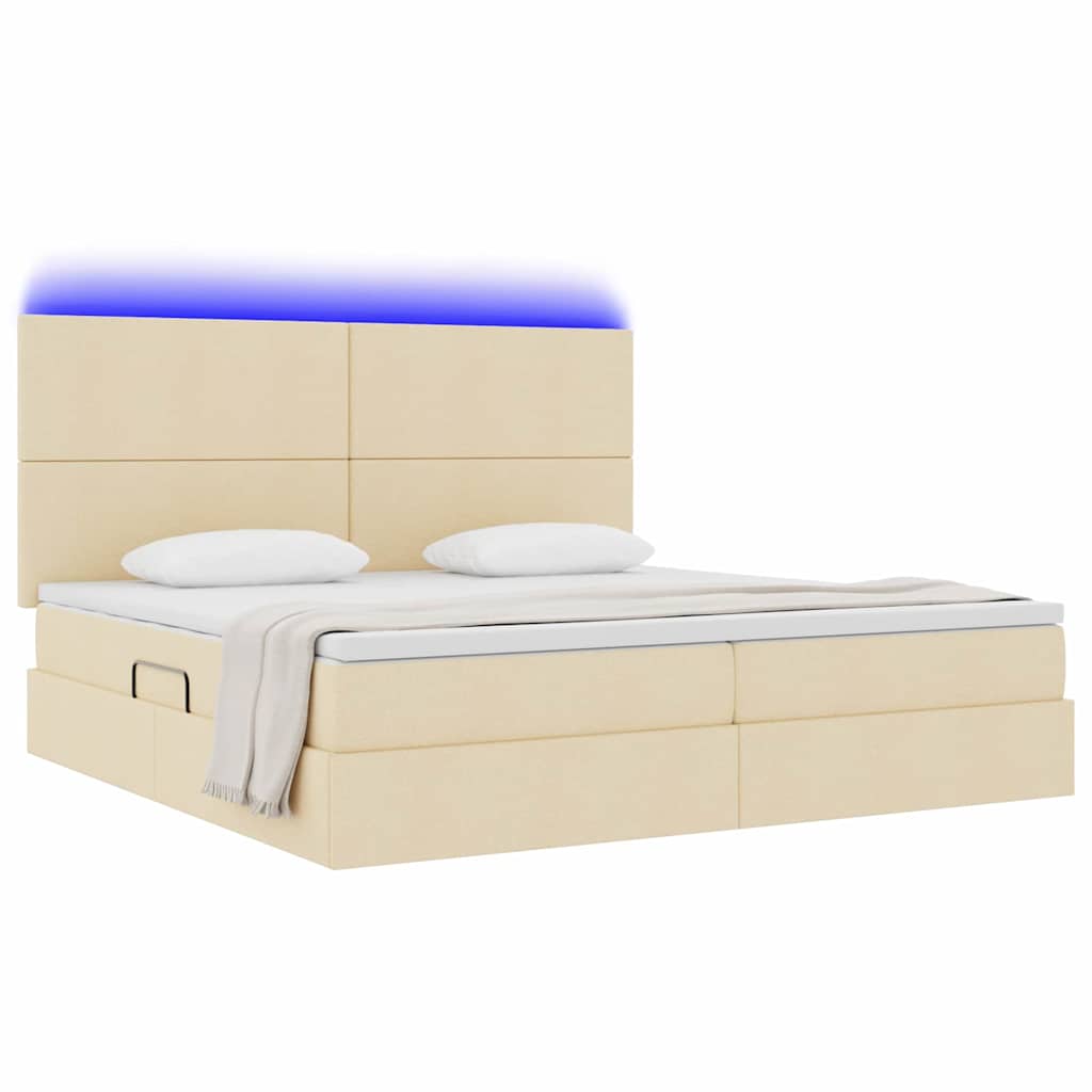 Κρεβάτι με αποθηκευτικό χώρο και LED με led Κρέμ 200 x 200 cm - Pakobazaar