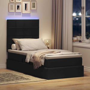 Κρεβάτι με αποθηκευτικό χώρο και LED με led Μαύρο 90 x 190 cm - Pakobazaar