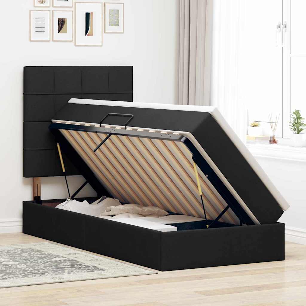 Κρεβάτι με αποθηκευτικό χώρο και LED με led Μαύρο 90 x 190 cm - Pakobazaar