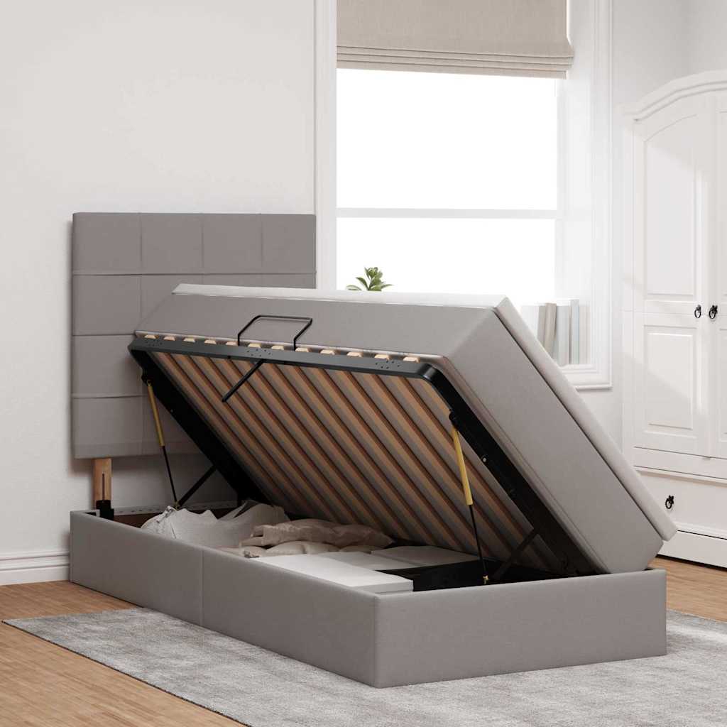 Κρεβάτι με αποθηκευτικό χώρο και LED με led Taupe 90 x 190 cm - Pakobazaar