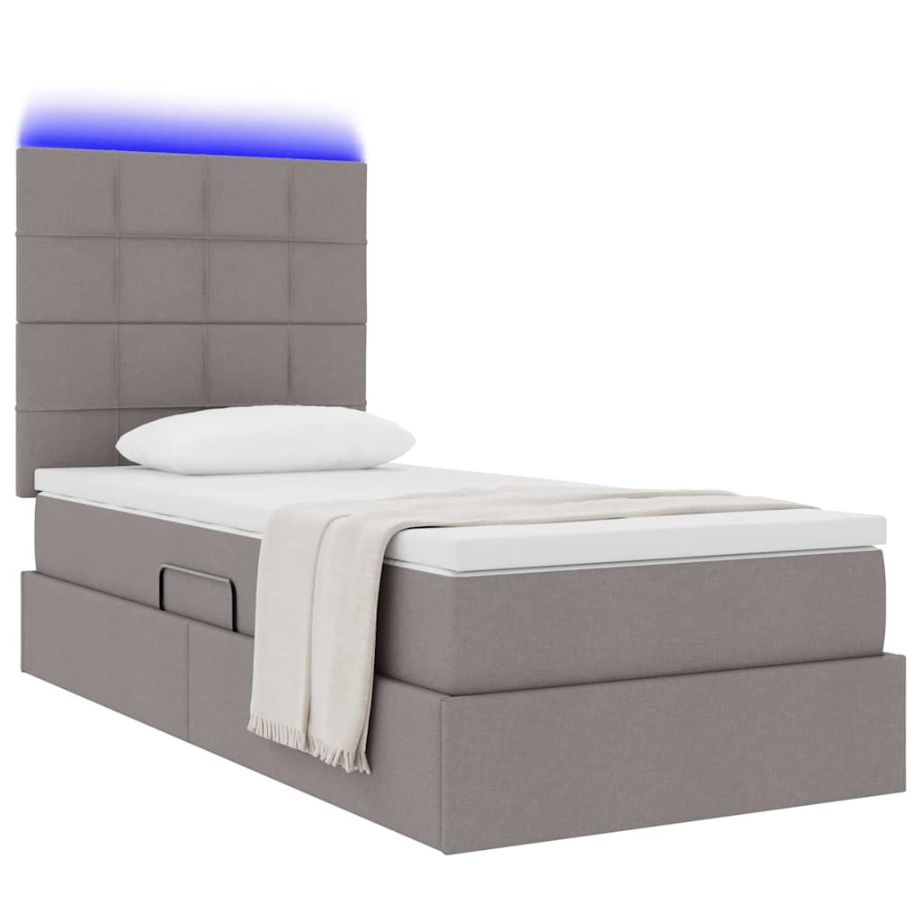 Κρεβάτι με αποθηκευτικό χώρο και LED με led Taupe 90 x 200 cm - Pakobazaar