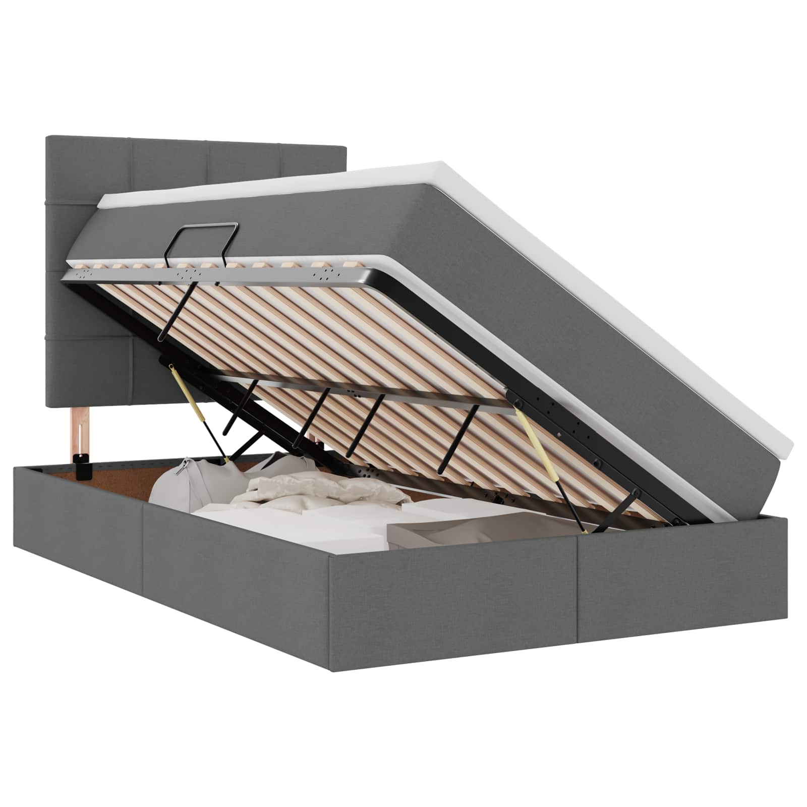 Κρεβάτι με αποθηκευτικό χώρο και LED Σκούρο Γκρι 120 x 190 cm - Pakobazaar