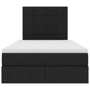LED Κρεβάτι αποθήκευσης με στρώμα Μαύρο 120 x 190 cm Ύφασμα