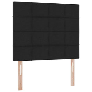 LED Κρεβάτι αποθήκευσης με στρώμα Μαύρο 120 x 190 cm Ύφασμα