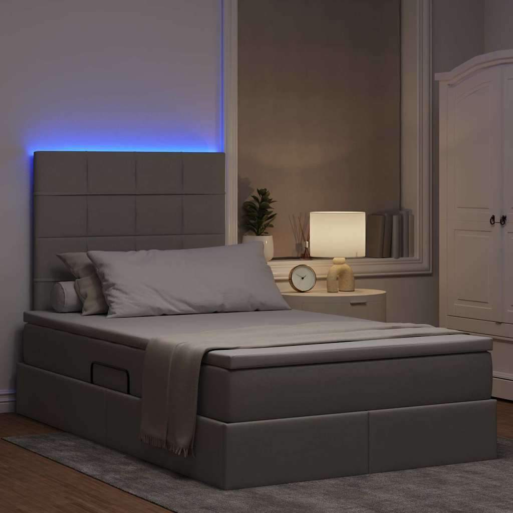 LED Κρεβάτι αποθήκευσης με στρώμα Taupe 120 x 190 cm Ύφασμα - Pakobazaar