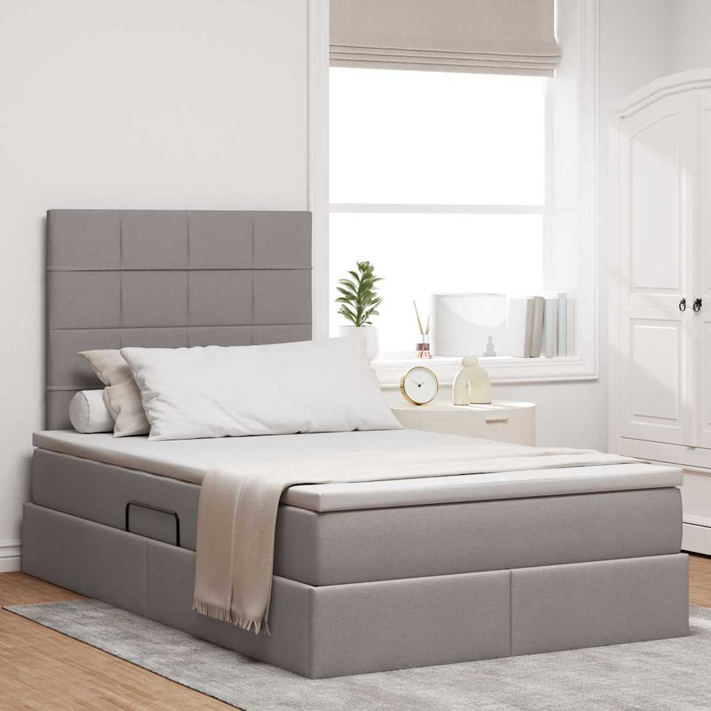 LED Κρεβάτι αποθήκευσης με στρώμα Taupe 120 x 190 cm Ύφασμα - Pakobazaar