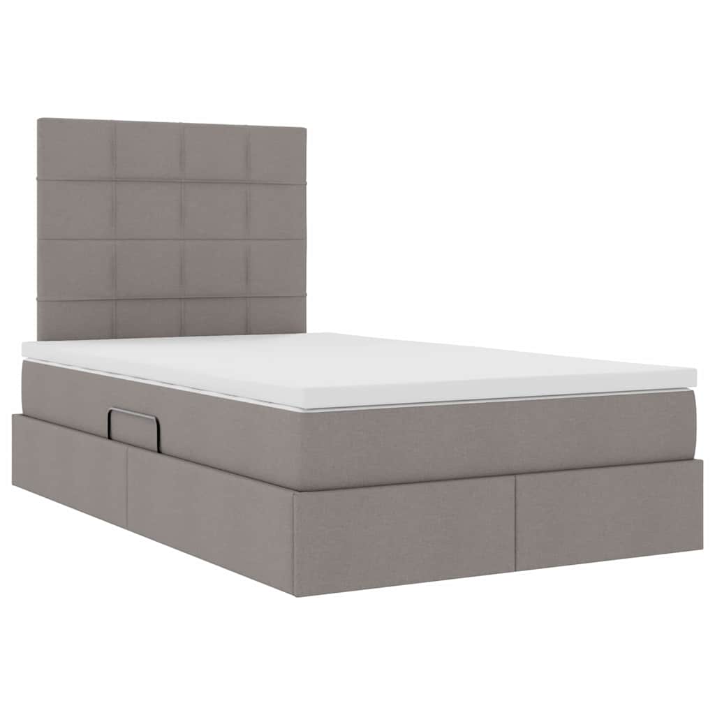 LED Κρεβάτι αποθήκευσης με στρώμα Taupe 120 x 190 cm Ύφασμα - Pakobazaar
