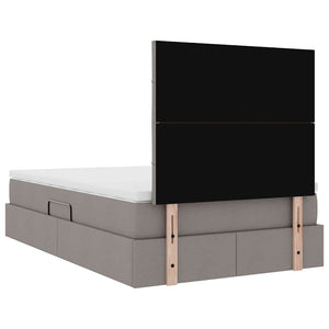 LED Κρεβάτι αποθήκευσης με στρώμα Taupe 120 x 190 cm Ύφασμα - Pakobazaar