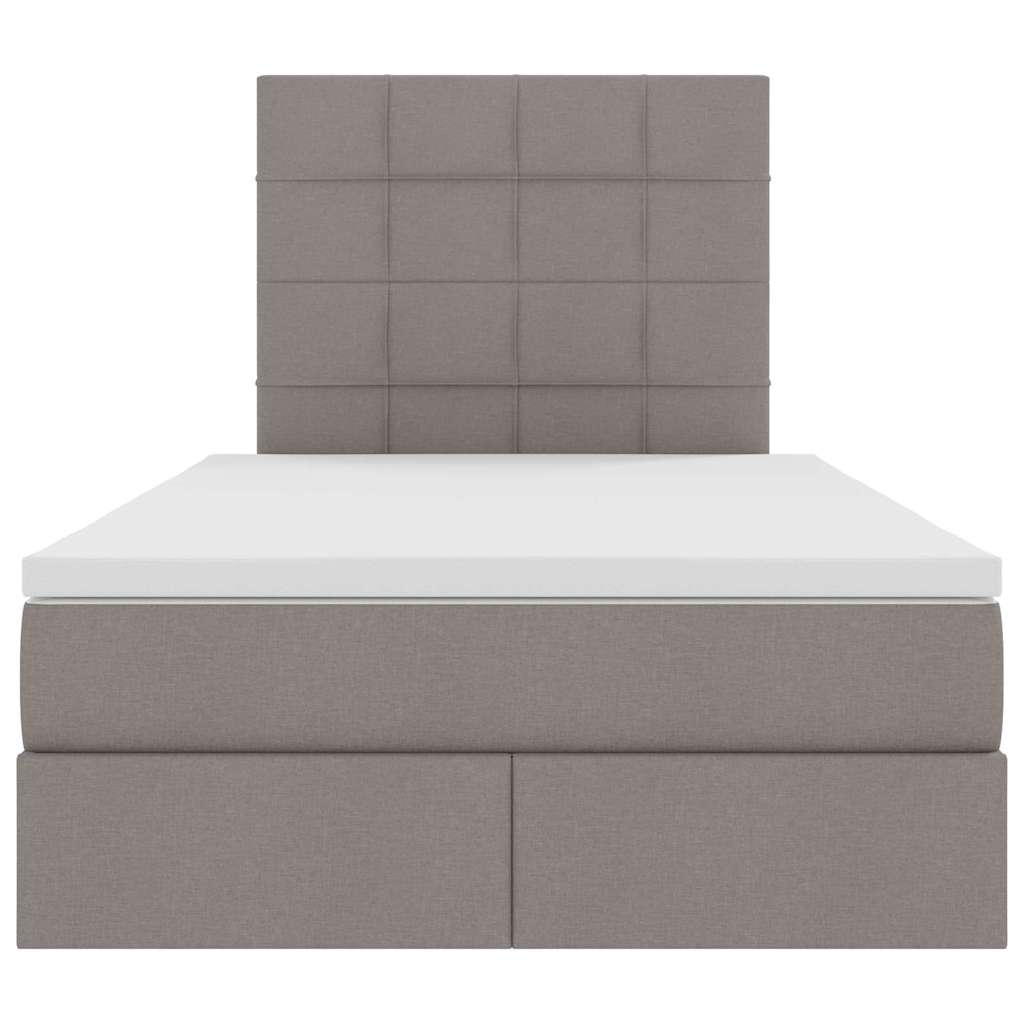 LED Κρεβάτι αποθήκευσης με στρώμα Taupe 120 x 190 cm Ύφασμα - Pakobazaar