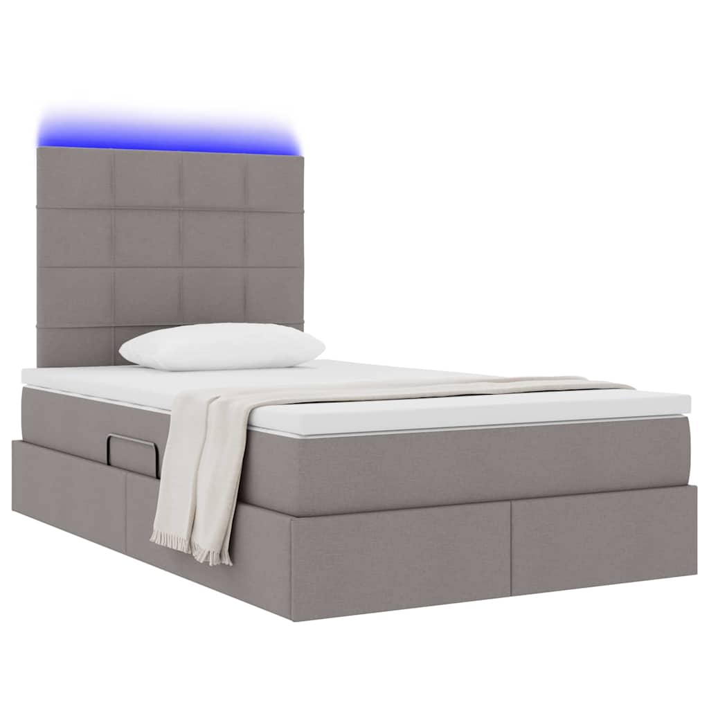 LED Κρεβάτι αποθήκευσης με στρώμα Taupe 120 x 190 cm Ύφασμα - Pakobazaar