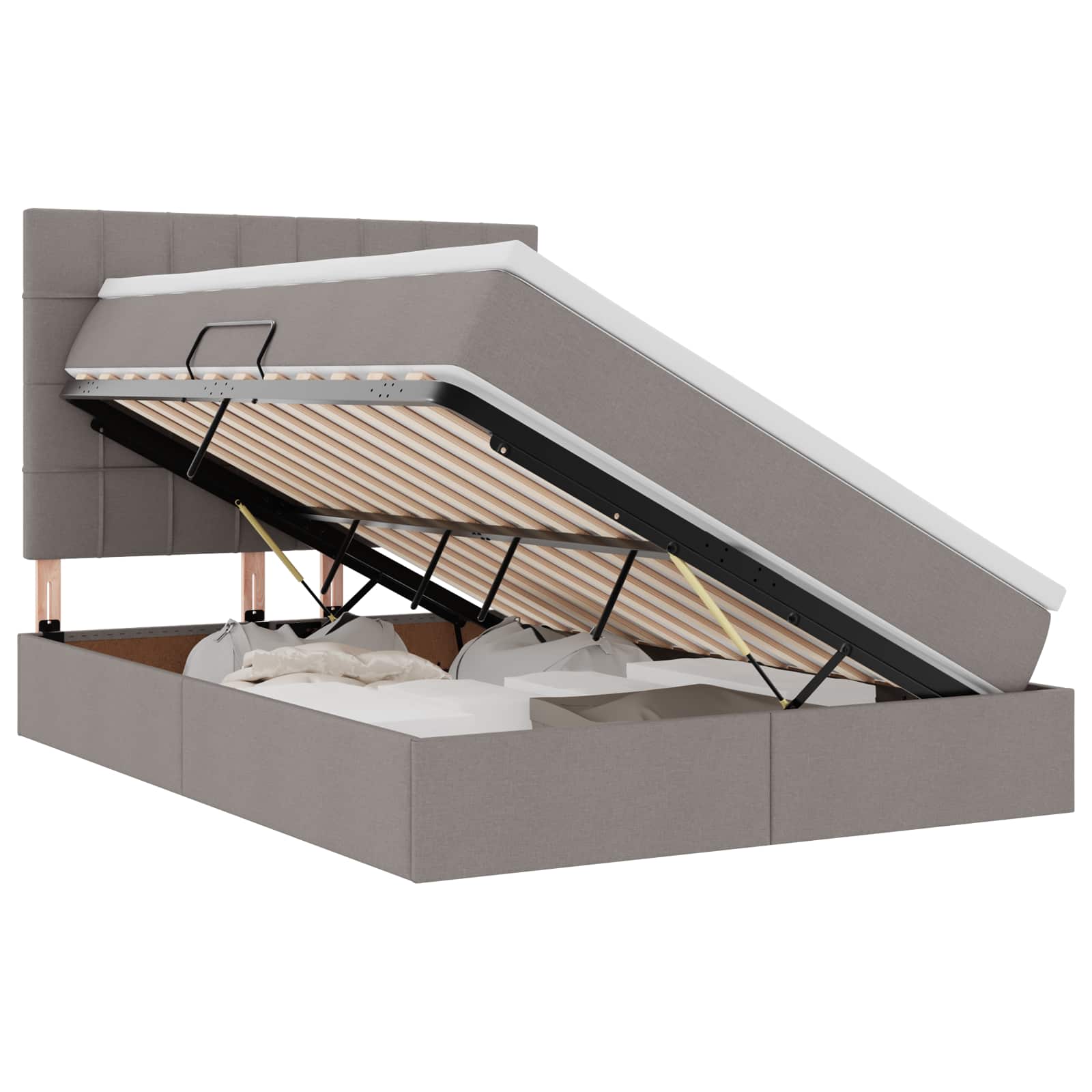 Κρεβάτι με αποθηκευτικό χώρο και LED με led Taupe 140 x 190 cm