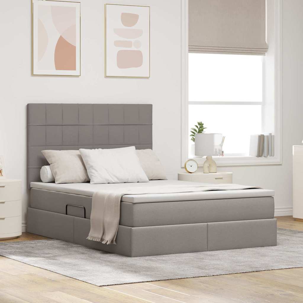 Κρεβάτι με αποθηκευτικό χώρο και LED με led Taupe 140 x 200 cm - Pakobazaar