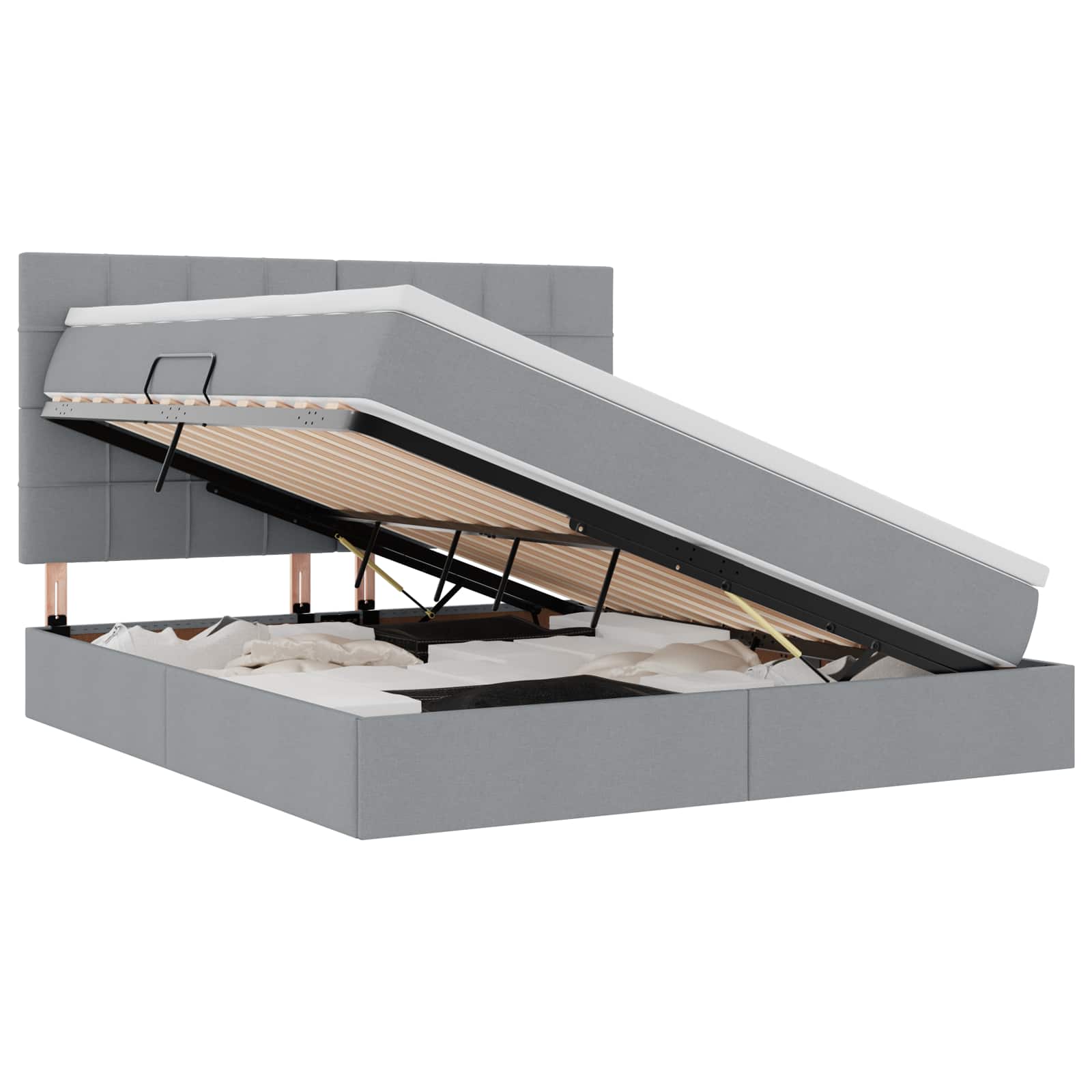 Κρεβάτι με αποθηκευτικό χώρο και LED Ανοιχτό γκρι 160 x 200 cm - Pakobazaar