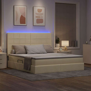 Κρεβάτι με αποθηκευτικό χώρο και LED με led Κρέμ 160 x 200 cm - Pakobazaar
