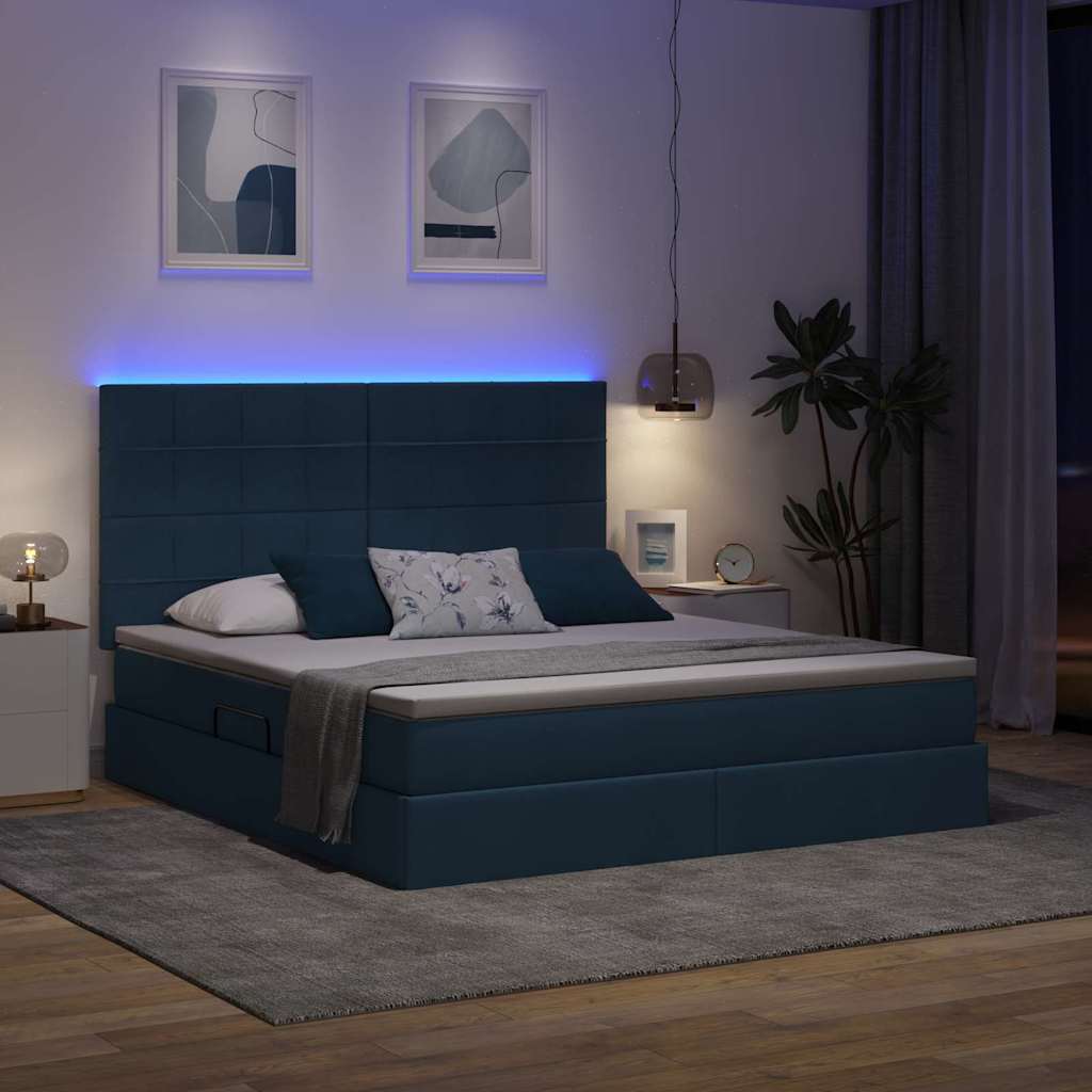 Κρεβάτι με αποθηκευτικό χώρο και LED με led Μπλε 160 x 200 cm - Pakobazaar
