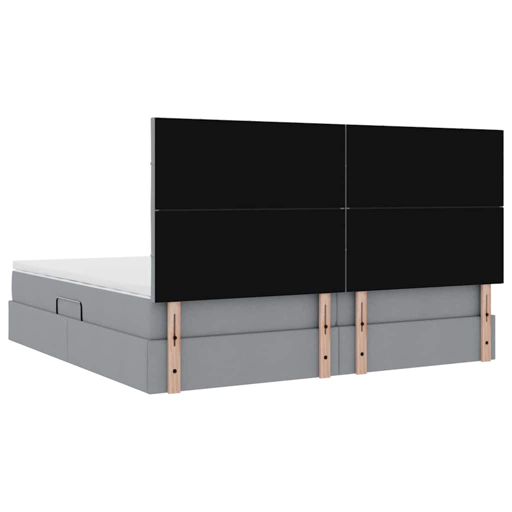 Κρεβάτι με αποθηκευτικό χώρο και LED Ανοιχτό γκρι 200 x 200 cm - Pakobazaar