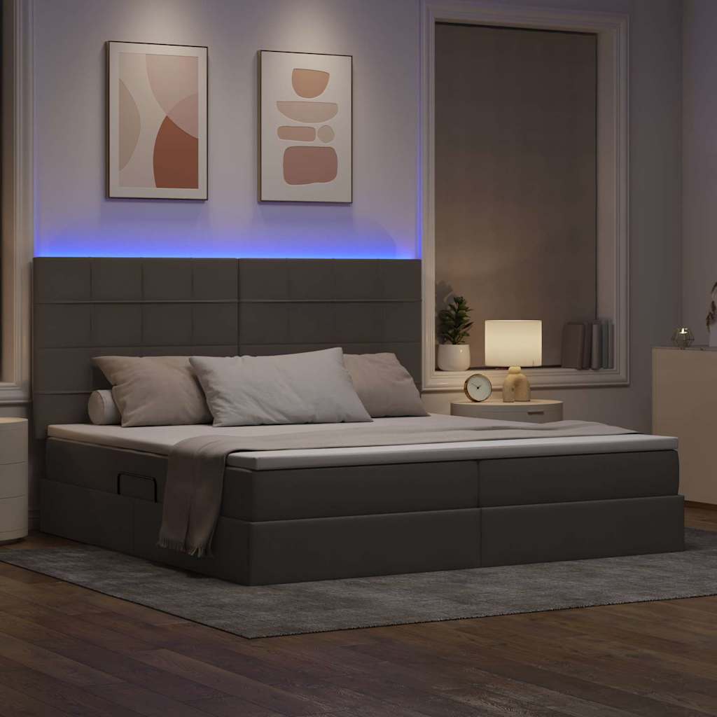 Κρεβάτι με αποθηκευτικό χώρο και LED με led Taupe 200 x 200 cm - Pakobazaar
