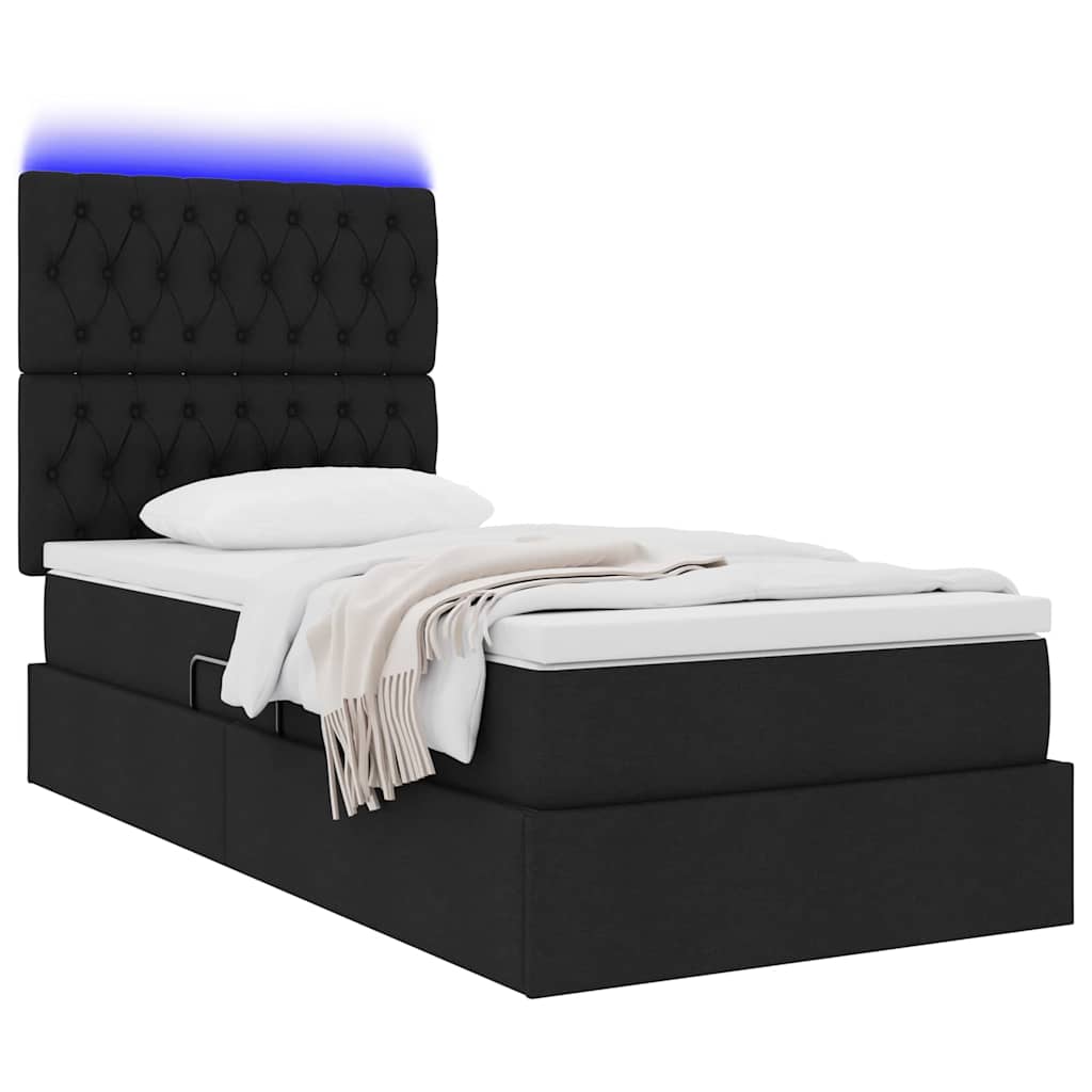 Κρεβάτι με αποθηκευτικό χώρο και LED με led Μαύρο 90 x 200 cm - Pakobazaar