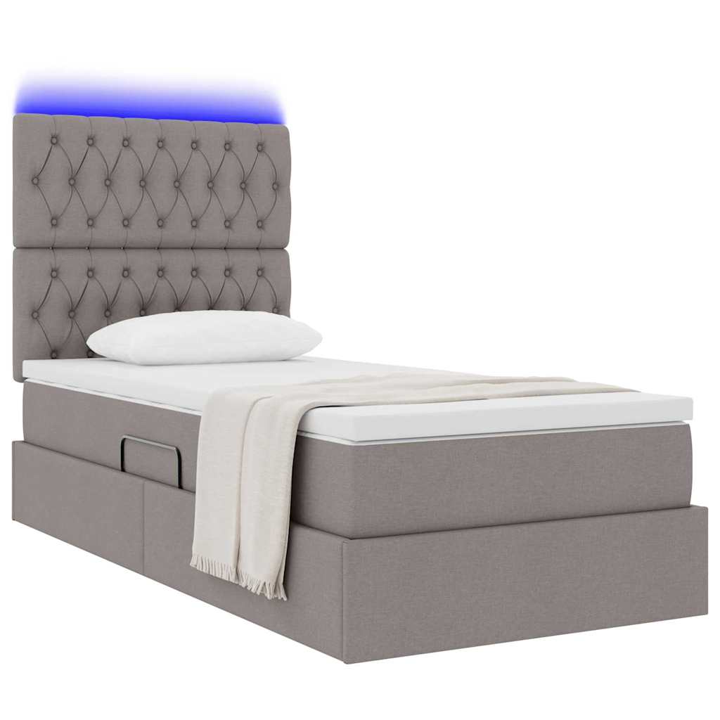 Κρεβάτι με αποθηκευτικό χώρο και LED με led Taupe 90 x 200 cm - Pakobazaar