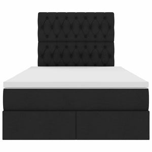 LED Κρεβάτι αποθήκευσης με στρώμα Μαύρο 120 x 190 cm Ύφασμα