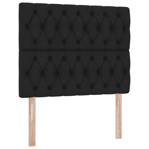 LED Κρεβάτι αποθήκευσης με στρώμα Μαύρο 120 x 190 cm Ύφασμα