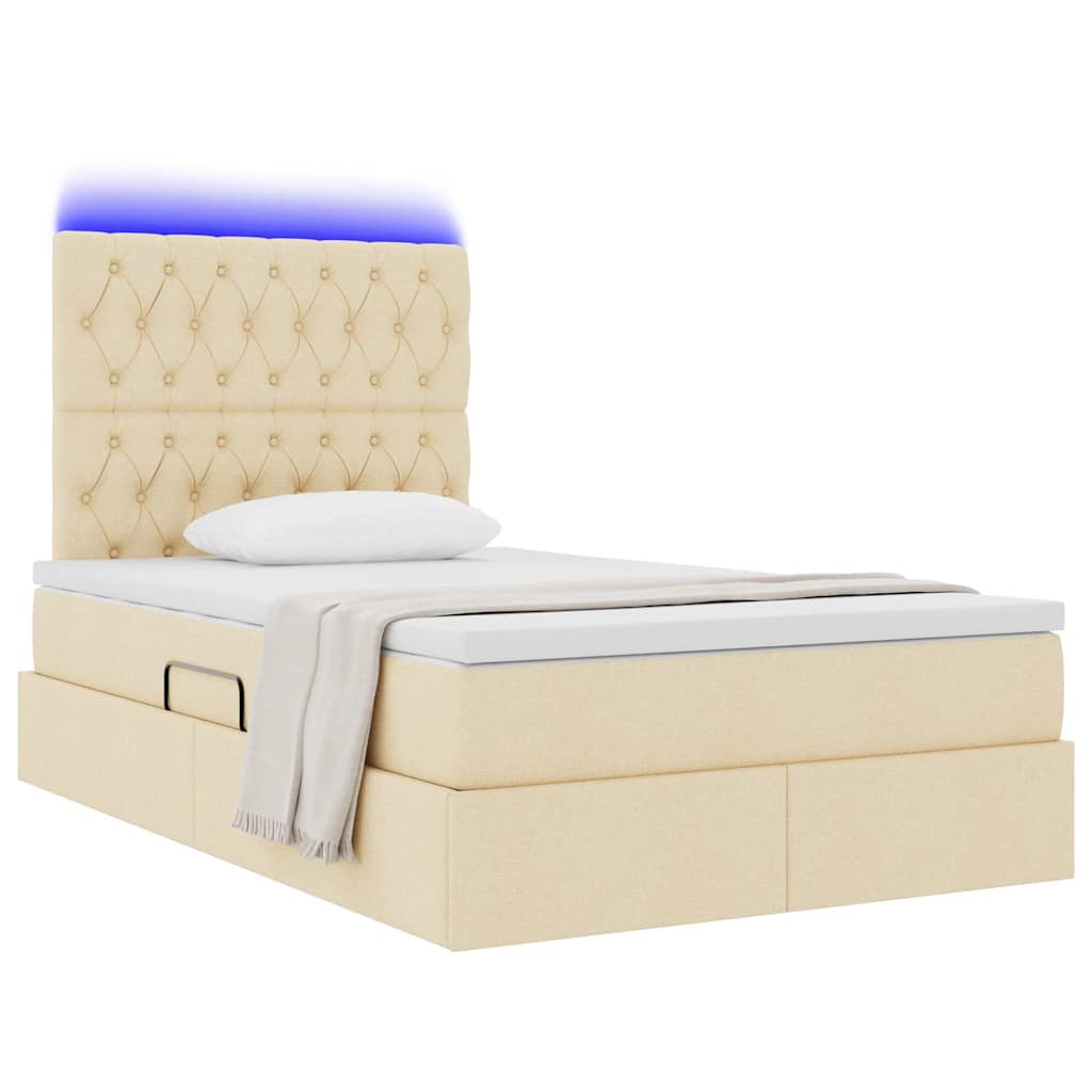 Κρεβάτι με αποθηκευτικό χώρο και LED με led Κρεμ 120 x 190 cm - Pakobazaar