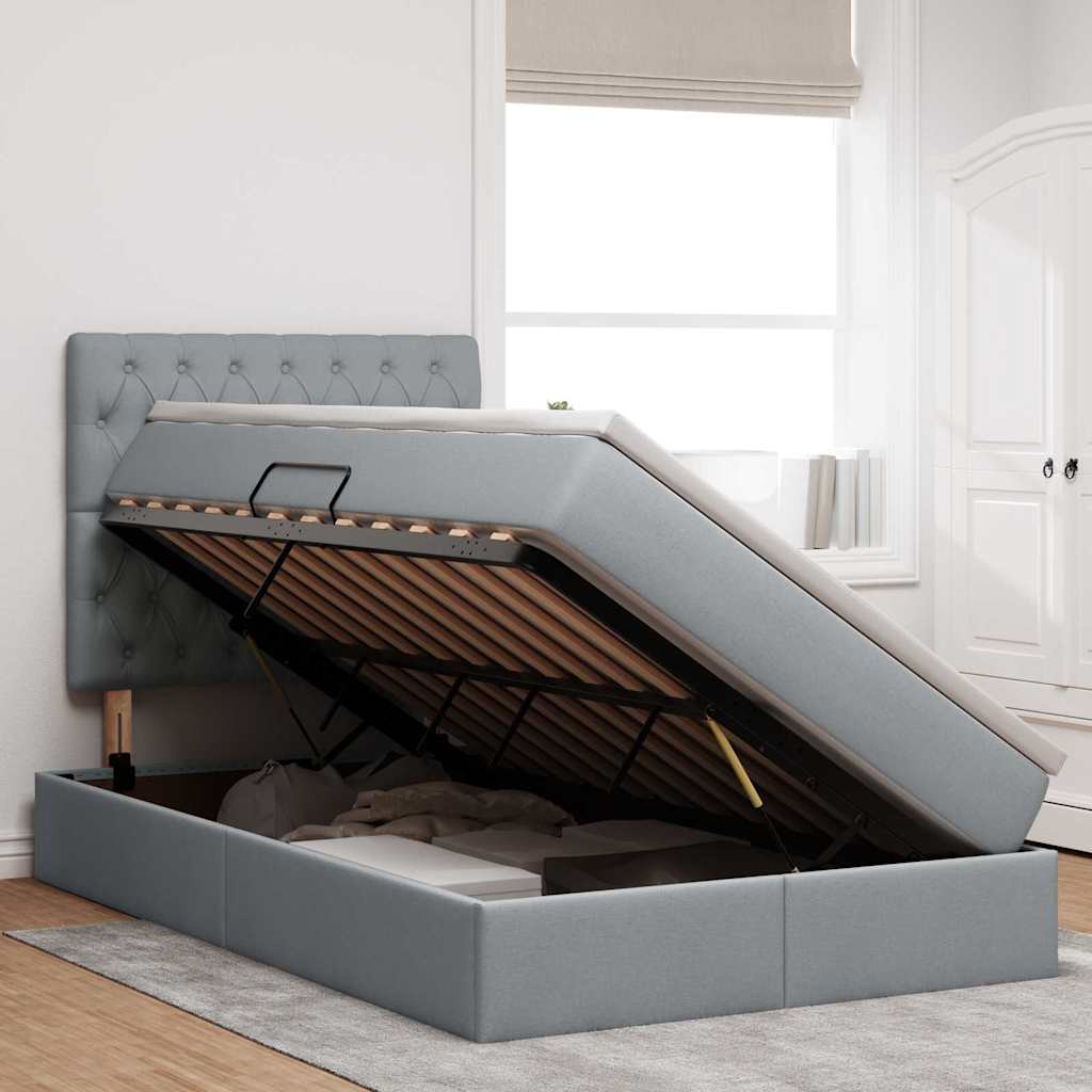 Κρεβάτι με αποθηκευτικό χώρο και LED Ανοιχτό γκρι 120 x 200 cm - Pakobazaar