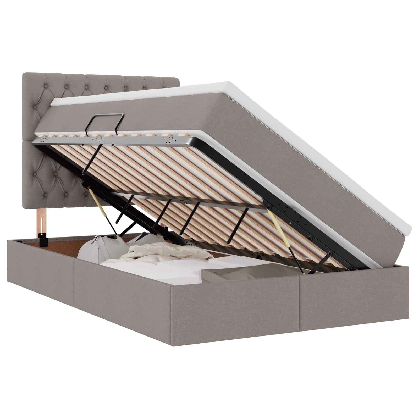 Κρεβάτι με αποθηκευτικό χώρο και LED με led Taupe 120 x 200 cm - Pakobazaar