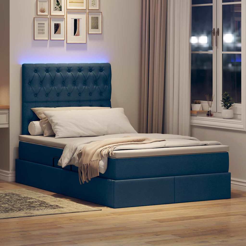 Κρεβάτι με αποθηκευτικό χώρο και LED με led Μπλε 120 x 200 cm - Pakobazaar